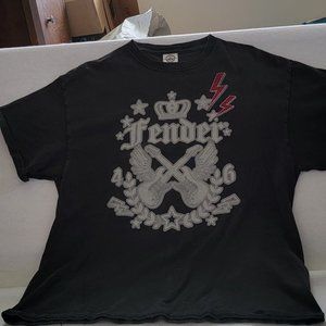 Fender T-Shirt - Detailed Logo on Black T-Shirt - Unisex - Size Adult Large